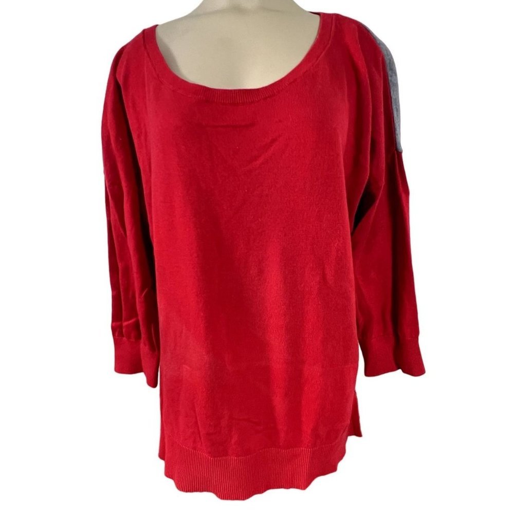 Gap women's red and gray colorblock sweater size XL long sleeve